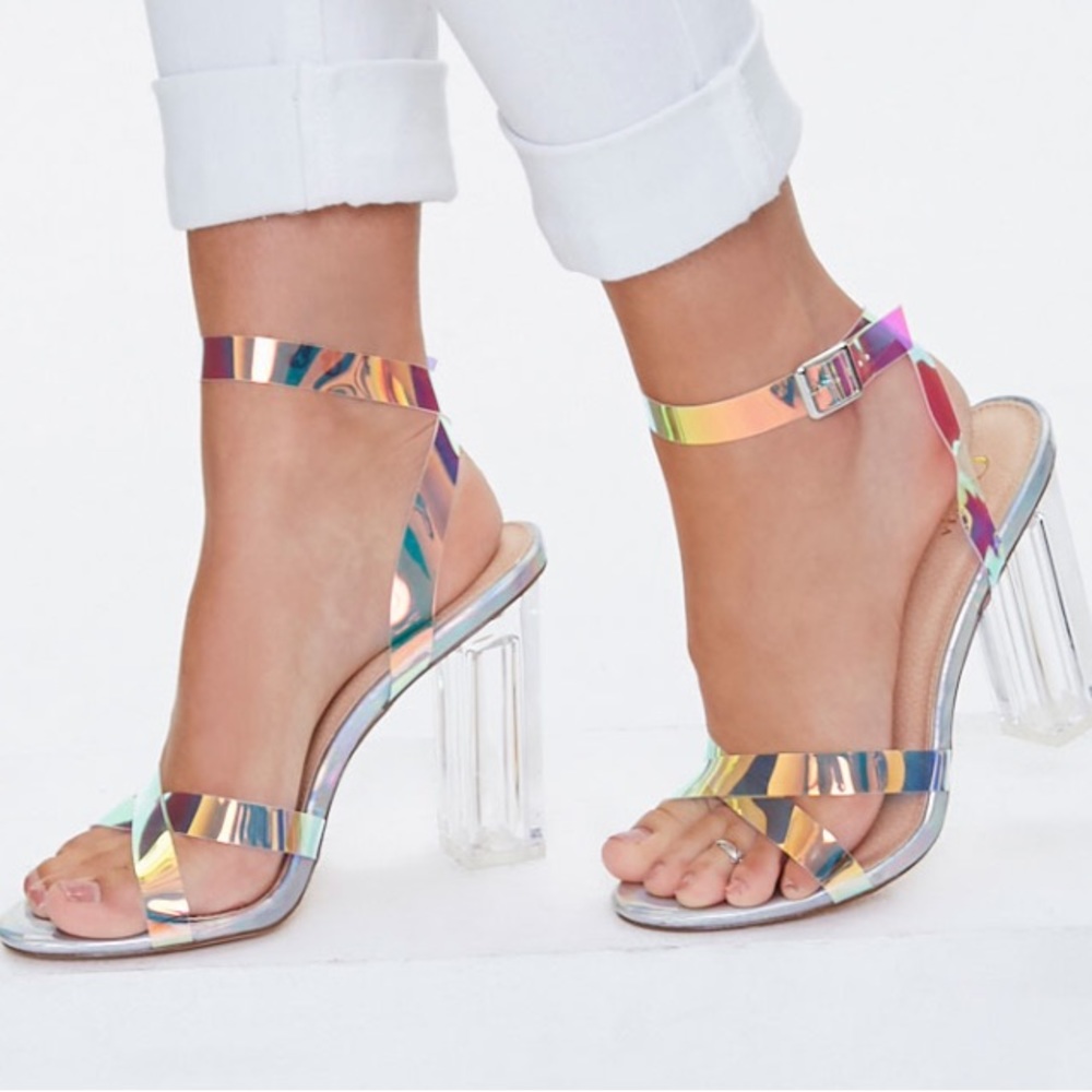 Holographic Vinyl Lucite Heels | Forever 21